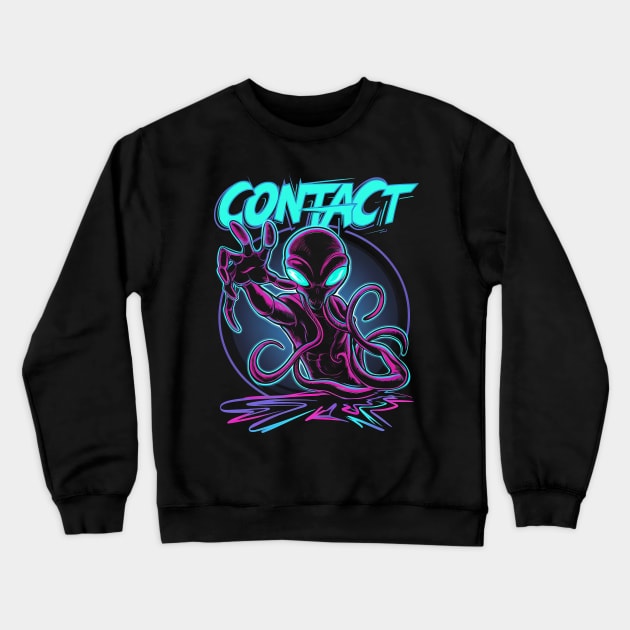 Contact - Neon Alien Crewneck Sweatshirt by Neon Galaxia